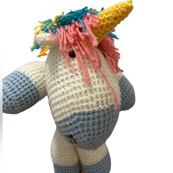 Handmade White large Crochet Unicorn Plush Toy - Picture 3 of 6